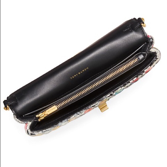 Tory Burch🌼NEW Kira Tweed chain wallet multicolor - Picture 4 of 15